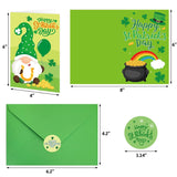 24Pcs St. Patrick'S Day Cards Assorted Shamrock Green Greeting Cards With Envelopes And Stickers For Happy St Patrick'S Day Supplies