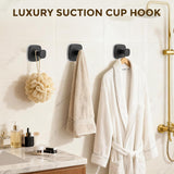 Suction Cup Hooks For Shower, No-Drill Towel Hooks For Bathrooms, Kitchen, Glass Door, Mirror, Tile, Shower Suction Hooks For Hanging Towels, Robe, Loofah, Christmas Wreath (Matte Black, 2 Pack)