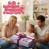 46 Pcs Acrylic Paint Set With Table Easel, Art Painting Kit With Acrylic Paints, Canvas Panels, Paintbrushes, Canvas Supplies Kit For Kids, Adults, Beginners, And Artists, Purple