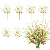 Easter Decorations, 6 Pcs Artificial Easter Stems With Easter Eggs And Berries, Easter Egg Twig Branches For Floral Arrangement, Easter Home Decor For Flower Arrangement