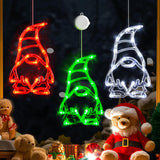 Christmas Window Lights 3 Pack Red White And Green Gnomes Xmas Lights With Suction Cups 2024 Upgrade Timer Function And