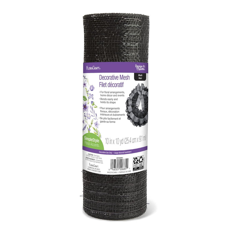 Decorative Mesh 10 Inch X 10 Yard Black