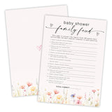 5X7 Inch Baby Shower Game Cards With Answer Card- 50 Pack Baby Family Feud - Pink Floral Watercolor Design For Girls, Funny Gender Reveal Party Favor,Party Game & Activities (A06)