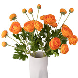 5 Stems Artificial Silk Ranunculus Flowers Orange 23" Tall,Uv Resistant,Bendable Stems For Wedding Centerpieces,Home Deco?Orange?