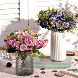 Artificial Flowers, Pink Artificial Peony Small Silk Flowers Fake Peonies Bouquet Rose Flower Arrangement Table Centerpiece For Dining Party Home Decoration(Pink)