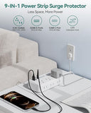 6 Outlet Mini Power Strip 3 USB Ports 1FT Flat Plug Surge Protector