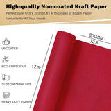 Red Kraft Wrapping Paper Roll, 17.5"X 393"(32.8'), Recyclable Red Gift Wrap Paper For Christmas Gift Wrapping, Table Covering, Art & Craft Supplies, Mother'S Day Bouquet Flower, 80Gsm