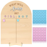 Wooden Gender Reveal Voting Board With Stand He Or She Game Guessing Sign Voting Stickers For Gender Reveal Party Supplies Decoration Baby Shower Game