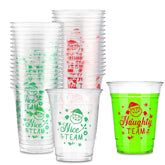 36 Pcs Christmas Party Cups Bulk 12 Oz Merry Christmas Disposable Clear Plastic Cups Naughty And Nice Printed Cup Party Supply For Beer Beverage Ice Cream Iced Coffee Snacks