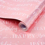 Pink Birthday Wrapping Paper Roll,Metallic Foil Gift Wrap For Women Girls, Shiny Star & Happy Birthday Lettering Design, 17" X 33 Ft (46.5 Sq.Ft)