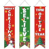 Christmas Hanging Banner Decorations Outdoor Indoor, Merry Christmas Door Decorations, Hanging Backdrop Reusable Sign Xmas Eve Holiday Party Decor For Home Yard Garage Front Door Wall