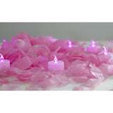 500Pcs Artificial Rose Petals With 24Pcs Steady Flameless Tea Lights Candles (Pink Lights With Pink Rose Petals)