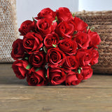 2 Bundles Red Artificial 24 Roses With Stems For Valentines Day Fake Bouquets For Bride Silk Flowers In Vase Indoor And Outdoor Home & Wedding Decor