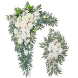 Artificial Flowers Wedding Arch Decor Arch Flowers (Set Of 2) For Wedding Welcome Sign And Backdrop Decoration (New White)