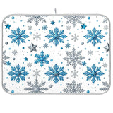 Winter Snowflakes And Stars Dish Drying Mats Merry Christmas Drying Mat With Hanging Loop Absorbent Dishes Drainer Pad Kitchen Counter Mat 18X24 In