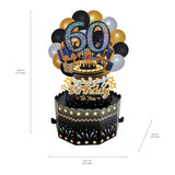 60Th Birthday Cards 3D Popup Birthday Greeting Cards - Birthday Greeting Card For Men, Women, Mom,Dad And Grandparents With Blank Note And Envelope Included (Black Gold)