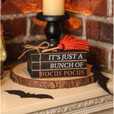 Halloween Wood Book Stack, Hocus Pocus Mini Faux Books Bundle, Halloween Tiered Tray Decor For Home Table Mantle Shelf