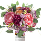 2Pcs Peonies Artificial Flowers Faux Peonies Fake Roses Bouquet Floral Arrangement For Spring Summer Centerpiece Table Wedding Party Home Decor, Purple Pink