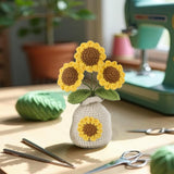 Crochet Flowers Pot Artifical Sunflower For Office Desk Car Dashboard Decor Emotional Support Flowers Gifts For Teacher Women Student Handmade Knitted Flowers Birthday Christmas Party Home