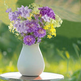 7 Pcs Artificial Spring Flowers Purple Hydrangea Silk Flowers Bouquet Delphinium Artificial Flowers Zinnias Faux Flowers Long Stems For Wedding Home Table Centerpieces Baby Shower Floral Decor