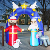 9Ft H Christmas Inflatable Nativity Scene Archway With Build-In Led Lights, Huge Blow Up Christmas Inflatable Outdoor De