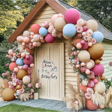 Dusty Pink Balloon Garland Boho Balloons Pastel Balloon Arch Kit Latex Thick 18/12/5In Blue Brown White Sand Balloon Set For Bridal Shower Girl Birthday Baby Shower Bachelorette Party Decorations