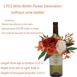 1Pcs Wine Bottle Flower Set, Dining Tables, Plates Decorations?Burnt Orange Artificial Flowers Wine Cup For Wedding Ceremony Anniversary, Wedding Home Decor