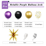 Metallic Purple Black Balloons Arch Garland Kit-Metallic Gold Balloon Gold Confetti Balloon 127Pcs For Graduation,Birthday,Easter,Baby Shower,Anniversary,Christmas Party Decorations.
