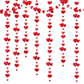 Red Heart Garland, Red Heart Hanging Glitter Streamer Bunting Banner, Party Decorations Garland, For Anniversary, Valentines Day, Engagement Wedding Bridal, Shower, 40 Feet
