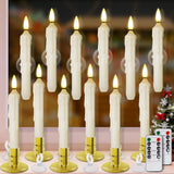 Window Candles, 12 Pack Battery Operated Window Candle With 2 Remote Timers, Led Christmas Window Candles With Candle Holders & Suction Cups For Christmas Decoration
