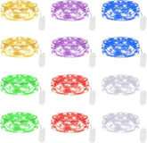 12 Pack Fairy Lights Battery Operated 7FT 20 LED Silver Wire String Lights Assorted Colors Waterproof Firefly Lights for Mason Jars DIY Wedding Party Bedroom Table Decor
