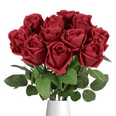 12Pcs 22" Red Real Touch Roses Artificial Flowers Realistic Rose Long Stem Roses Artificial Flowers For Home Party Wedding Table Centerpieces Décor(Red)