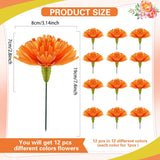 12 Pcs Artificial Marigold Flowers With Stems Mexican Orange Crepe Paper Flowers Centerpieces For Day Of The Dead Halloween Diwali Mexican Fiesta Party Decor