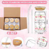 6 Set Baby Shower Game Prizes For Player Winners Tumblers With Lids Straws Mirrors Hair Scrunchies Pens Hair Clips Gift Bags For Baby Bridal Shower Wedding Game Favors(Pink Flower)