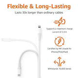 10FT USB C to Lightning Fast Charging Cable MFi Certified Nylon Braided Charger Cord for iPhone 14 13 12 11 iPad White
