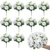 10 Bundles Artificial Peonies, White Hydrangea Artificial Flowers Silk Flowers For Indoor Home Decor Bedroom Kitchen Office Wedding Table Centerpieces