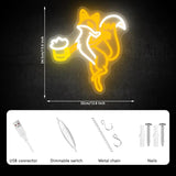 Fox Beer Neon Sign Dimmable LED Animal Wall Light for Home Bar Man Cave Party Decor