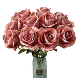 12 Pcs Artificial Silk Flowers Faux Roses With Long Stems Blossom Artificial Rose Flowers For Bridal Wedding Floral Bouquets Home Office Decor