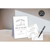 Guess How Many Candies Baby Shower Game, Neutral Baby Shower Decoration, Birthday Party Game, 1 Sign & 50 Guessing Cards Set