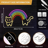 Rainbow Cat Neon Sign Dimmable USB LED Wall Light for Bedroom Game Room Pet Shop Decor