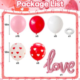 Valentines Day Balloons, Red Pink White Heart Print Balloons With Foil Love Valentines Balloon For Women Girls Birthday Bachelorette Bridal Shower Wedding Engagement Anniversary Party Decorations