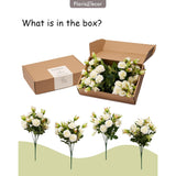 Small White Mini Roses Bouquet, Realistic Creamy White Flowers, Faux Wildflowers Bush For Decoration, Perfect For Weddings And Parties, 11'', Set Of 4