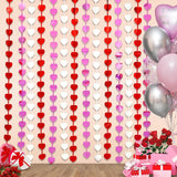 Valentines Decorations, 2 Pack Valentines Party Decoration,3.3X6.6Ft Red, Pink, White Heart Shape Tinsel Foil Fringe Curtains Photo Backdrop,Streamer Backdrop For Birthday,Engagement,Wedding
