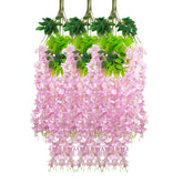 12 Pack Pink Wisteria Hanging Flowers Garland, 3.77 Feet Artificial Flower Vines, Fake Wisteria, Artificial Vines Hanging Garland For Backdrop Outdoor Yard Garden Decor