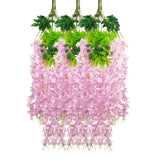 12 Pack Pink Wisteria Hanging Flowers Garland, 3.77 Feet Artificial Flower Vines, Fake Wisteria, Artificial Vines Hanging Garland For Backdrop Outdoor Yard Garden Decor