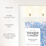 Yankee Candle Large Tumbler Scented Candle with up to 80 Hour Burn Time, Premium Plant Wax Blend for Consistent Burn, 20 oz Tumbler Candle with Room Filling Fragrance, Sparkling Snow