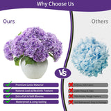 3Pcs Purple Hydrangea Artificial Flowers, 8.66" Large Real-Touch Latex Blooms With 22" Long Stems, Faux Hydrangea For Home Table Centerpieces, Wedding Bouquets & Floral Arrangement Decor (Purple)