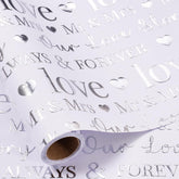 Wedding Wrapping Paper, Mini Roll, Silvery Gold Foil Love Design, Perfect For Wedding, Bridal Shower, Anniversary, Engagement, 17 Inches X 16.5 Feet