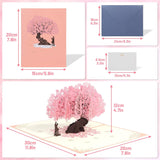 Cherry Blossom Pop Up Wedding Anniversary Card, 3D Love Card, Valentines Gift For Her, With Envelope And Blank Note