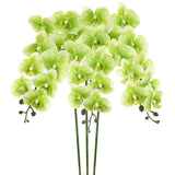 3-Pack Artificial Orchid Flowers 9 Large Petals 37 Inch Faux Phalaenopsis Silk Bouquets Real Touch Dark Green Fake Orchids For Home/Wedding/Christmas/Party/Garden Office